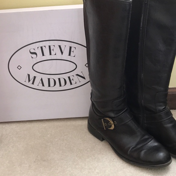 STEVE MADDEN CALF HEIGHT BOOTS WITH ELASTIC - Picture 1 of 8